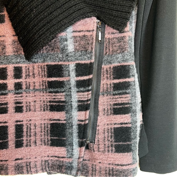Dolcezza by Michael Phillips Shawl Collar Moto Jacket Sweater in Pink Black Sz S - Picture 4 of 10